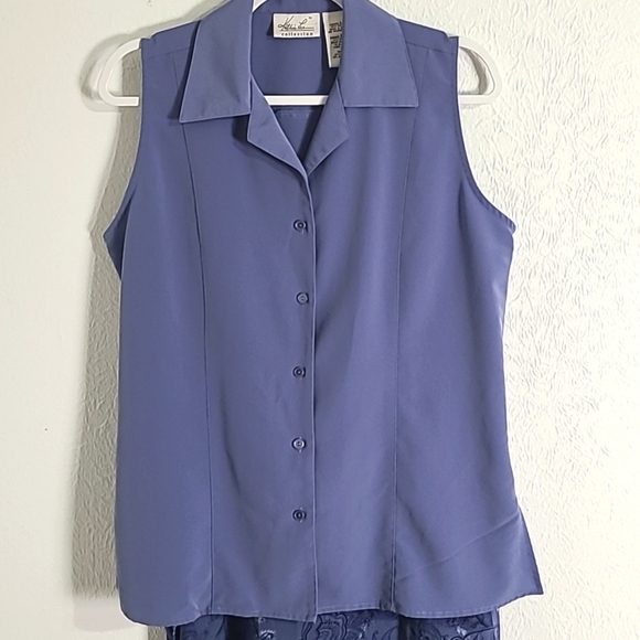 Kathie Lee Collection Blue Sleeveless Top & Blue Print Maxi-Skirt-Large Skirt 14 - Picture 5 of 13